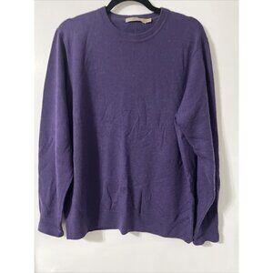 Raffi Men's Large 100% Extrafine Merino Wool Pullover Sweater Purple Preppy